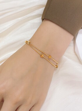 高级简约金色小方块手链