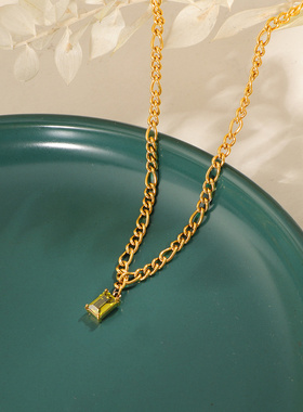 冷淡风橄榄绿锆石项链