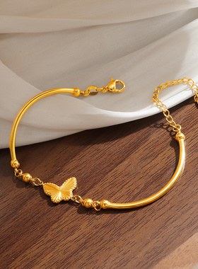 新款钛钢镭射蝴蝶手链