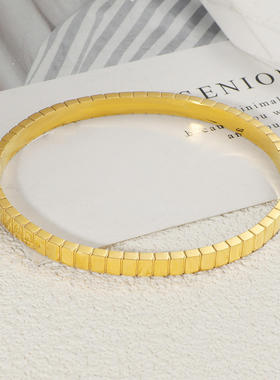 轻奢手镯几何钛钢小众精致ins时尚设计金色方块手饰百搭气质手女