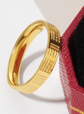 新款传承福素圈戒指男女款小众设计经典时尚钛钢轻奢高级感戒指女