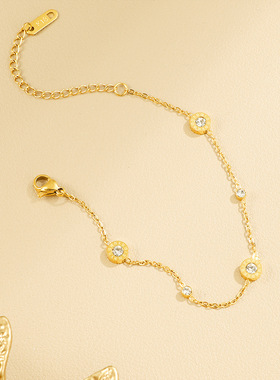 日韩新款钛钢三钻手链