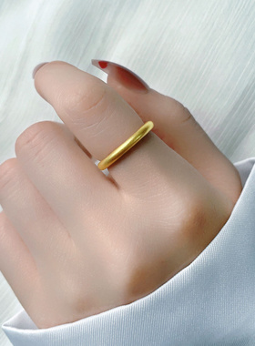 古法素圈戒指女镀18K金