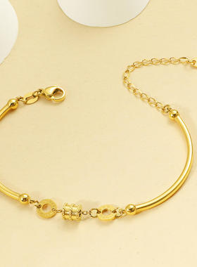 2024年新款钛钢弯管小蛮腰手链女小众轻奢百搭转运珠罗马手链礼物