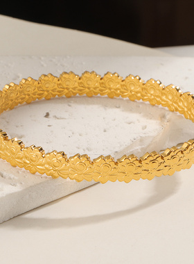 欧美简约钛钢手镯镀18K金