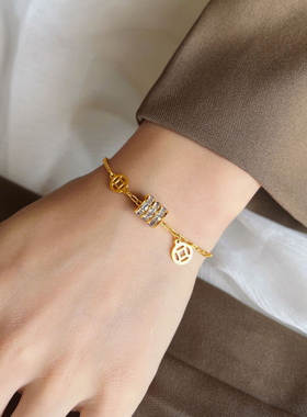 金色小蛮腰手链女财源滚滚三排钻