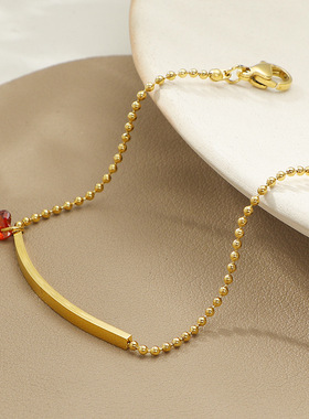 日韩新款钛钢红钻爱心手链