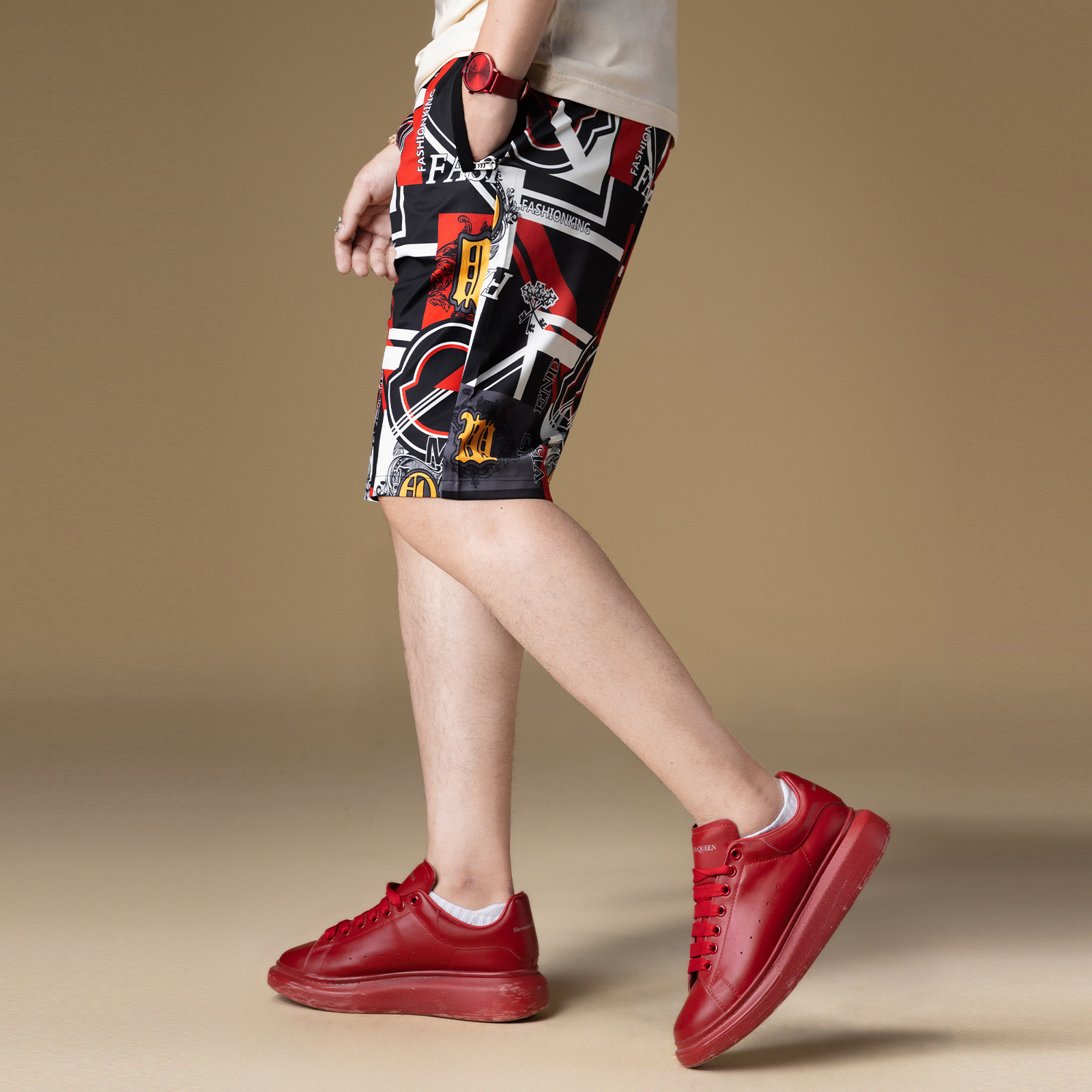 ZOUK欧洲站短裤潮牌痞帅炸街男5分休闲裤高端复古印花百搭中裤夏,淘宝优惠券,粉丝福利购,淘宝优惠卷