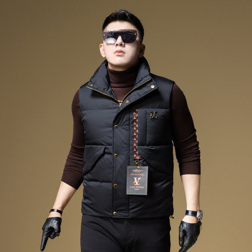 ZOUK男士羽绒马甲潮流口袋装饰设计感冬季外套羽绒服男2024新款 - 图1