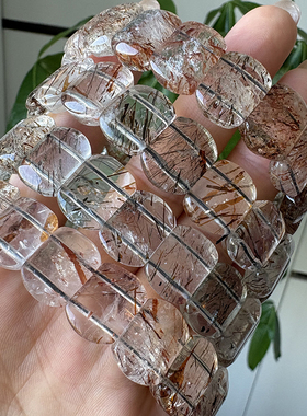 特价款天然黑金超手排黑发晶手串