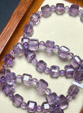 木与海天然紫水晶复古方糖手链