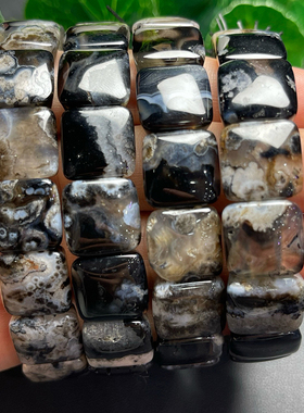 天然黑樱花玛瑙手排 女款樱花玛瑙手牌时尚简约首饰饰品礼物