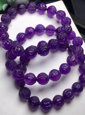 天然紫水晶多子多福手链