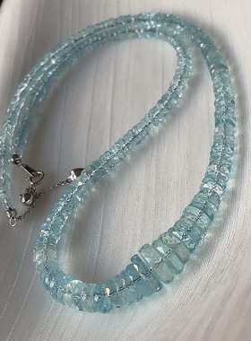 天然水晶海蓝宝海西切项链女款锁骨链饰品礼物送女友