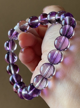 天然紫发超七水晶手链女男紫水晶手串