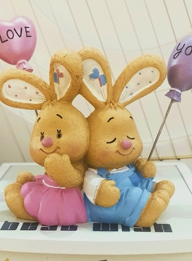 小兔子蛋糕装饰礼物树脂摆设可爱