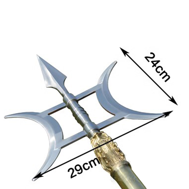 方天画戟可拆卸双戟双月天戟双面未开刃不锈钢兵器十八般武器-图0
