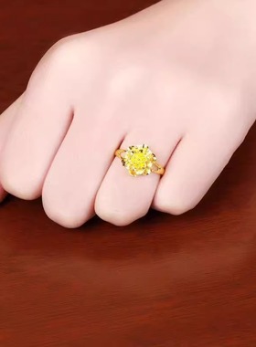 新款金色牡丹花金色戒指可调节