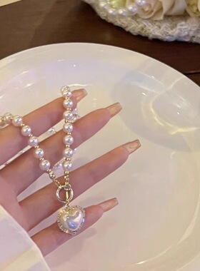 轻奢一箭爱心项链钛钢立体爱心珍珠闺蜜送礼吸睛潮流链气质感