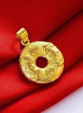 简约大气对称圆形平安扣吊坠项链时尚百搭金色经典款日常通勤