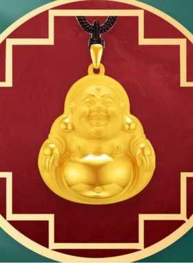 时尚新品金色弥勒佛吊坠项链女款双面佛首饰品本命年礼物