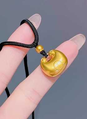 新款胖福小金色坨吊坠空心实心祥云纳福元宝锁包