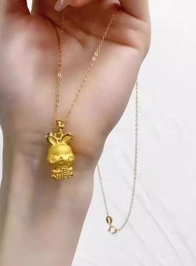 金色兔子项链女款抱福兔