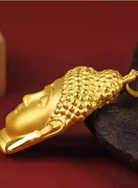 金色佛头吊坠情侣款永保平安