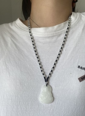 2025蛇年夏季玻璃白钰吊坠批发观音弥勒佛网店礼品挂绳钰石超