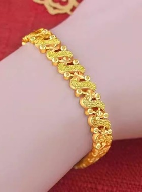 金色S型手链女款甜美爱心手链