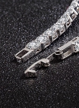 潮流轻奢银色网球手链金属质感冷冽男女同款街头吸睛饰品时尚