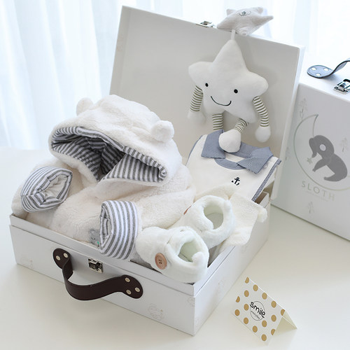 婴儿礼盒套装秋冬新生儿衣服用品保暖男女宝宝连体衣纯棉满月礼物 - 图1