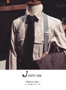 羊毛混纺灰色休闲风人字纹领带