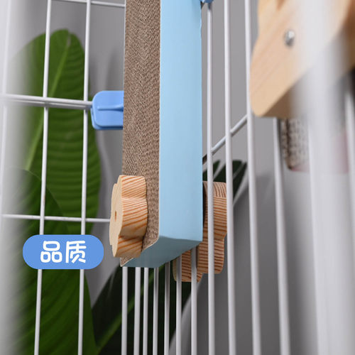 笼用固定猫抓板兔磨爪器瓦楞纸加密加硬猫抓垫实木猫咪玩具兔用品 - 图1