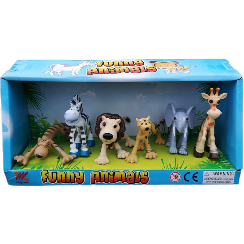 实心卡通小动物恐龙模型老虎长颈鹿霸王龙男女儿童玩具礼物盒套装 - 图3