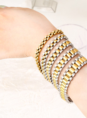 跨境小众高 级感百搭手链男潮女个性街头时尚钛钢不掉色饰品直销