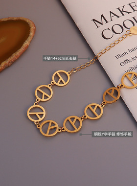 权志龙gd同款和平标志钛钢镀手链