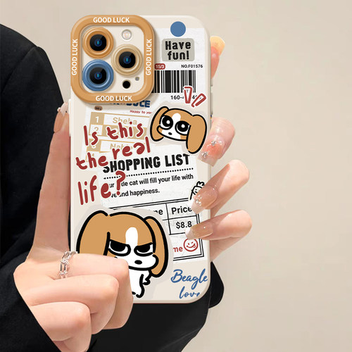 报纸比格小狗适用苹果16手机壳iPhone15promax狗狗13搞怪11犬14潮牌17新款12mini趣味xr情侣8plus男女7高级感 - 图2