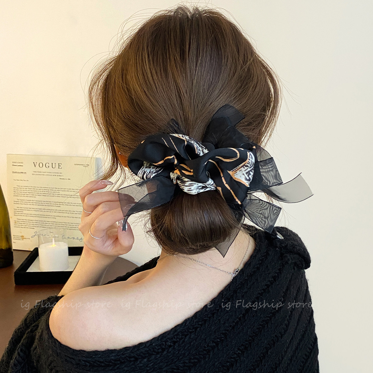 法式气质网纱飘带大肠发圈女2026新款扎头发低马尾洋气头绳皮筋,淘宝优惠券,粉丝福利购,淘宝优惠卷