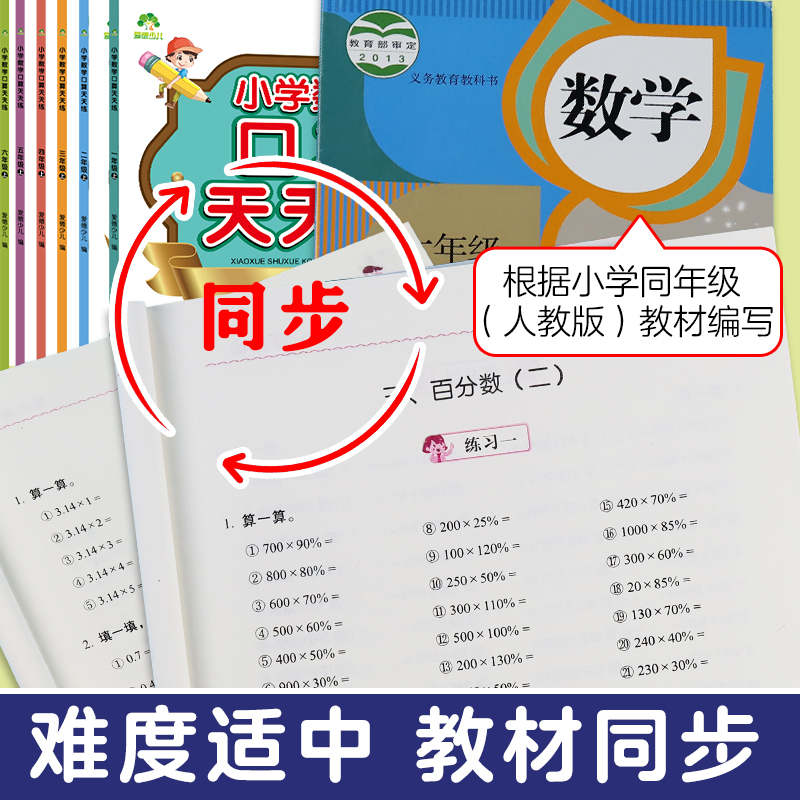 小学数学口算天天练一年级二年级三四五六年级上册下册口心算速算题卡 口算上册 口算心算速算天天练小学数学口算训练 - 图1