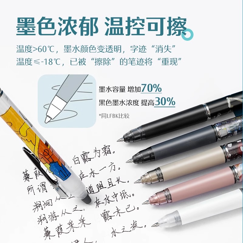 【新品】日本Pilot百乐可擦中性笔ZONE HERALBONY系列升级版浓墨frixion摩磨擦按动可擦笔可换笔芯小学生专用