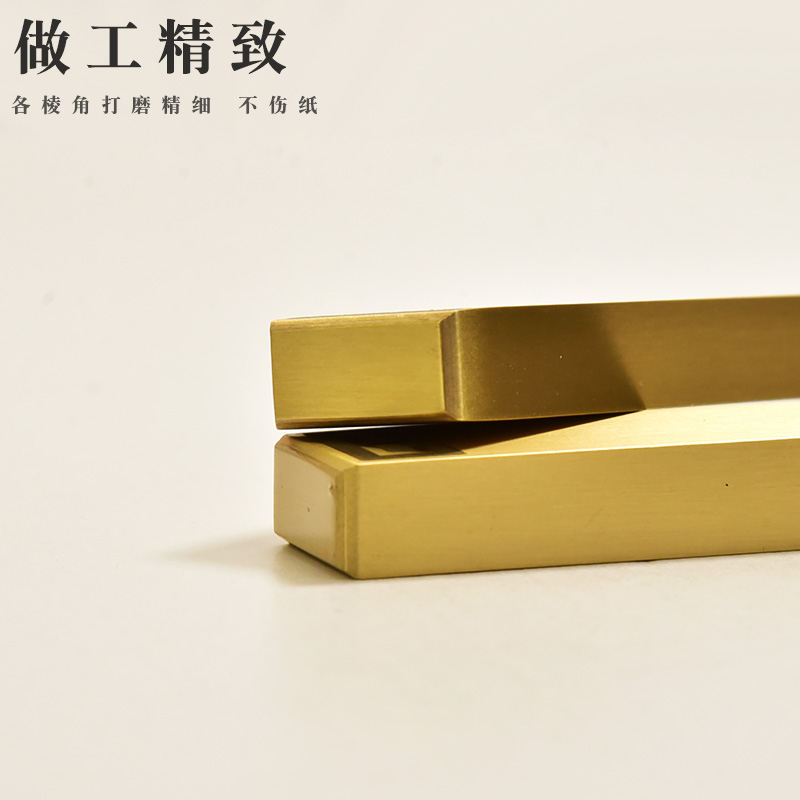 联星文房实心铜纸镇黄铜书法压条镇尺铜镇纸文房四宝压纸小号加厚12厘米