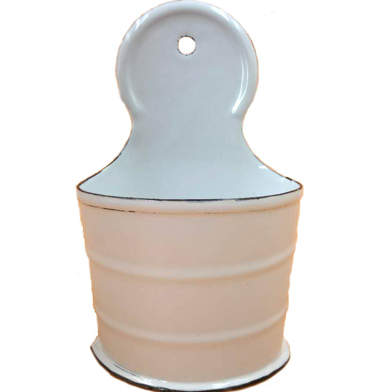 微瑕款焊接结构欧洲复古珐琅搪瓷厨房墙挂桶储物罐置物架壁挂架 - 图3