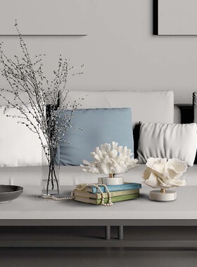 树脂纯铜轻奢北欧风客厅珊瑚摆件