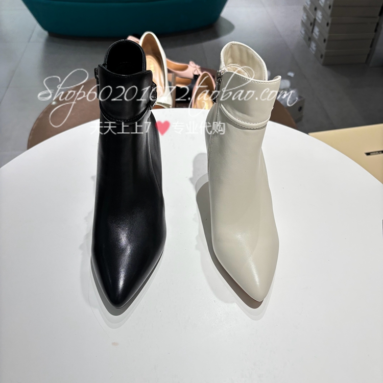 Lesaunda莱尔斯丹2025冬季女鞋通勤尖头绒里女短靴时装靴6T71606V - 图1