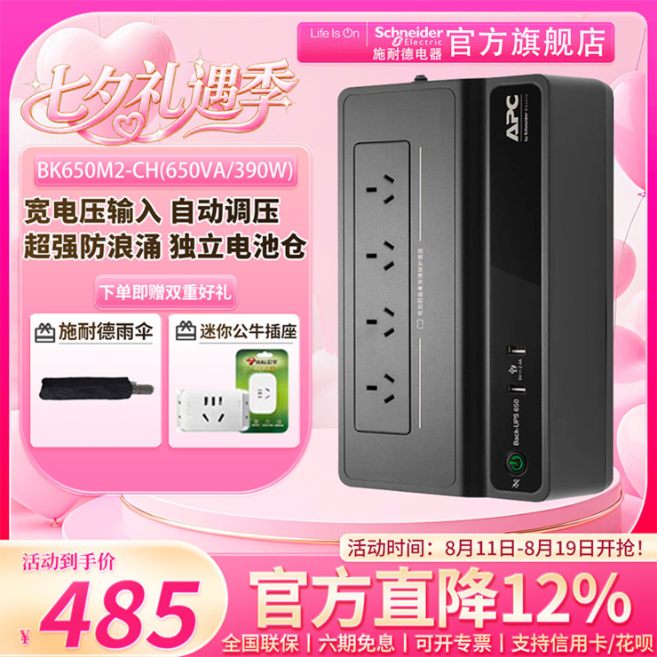 Schneider APC UPS uninterruptible power supply BK650M2 computer Synology NAS QNAP power outage backup battery