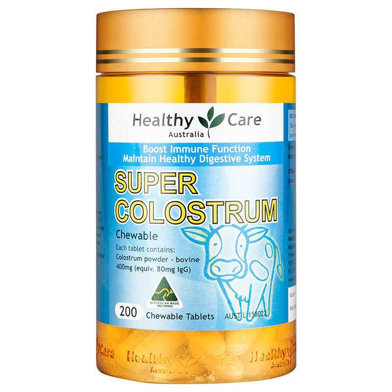 HealthyCareAustralia海外旗舰店Healthy Care澳洲进口牛初乳咀嚼片免疫球蛋白全家通用200片3