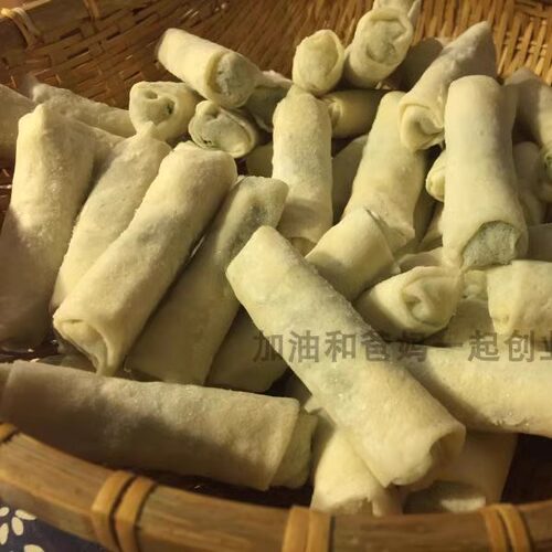 苏北特产春卷 爽口素馅春卷 煎炸春卷速冻食品500g 13只/包 - 图0