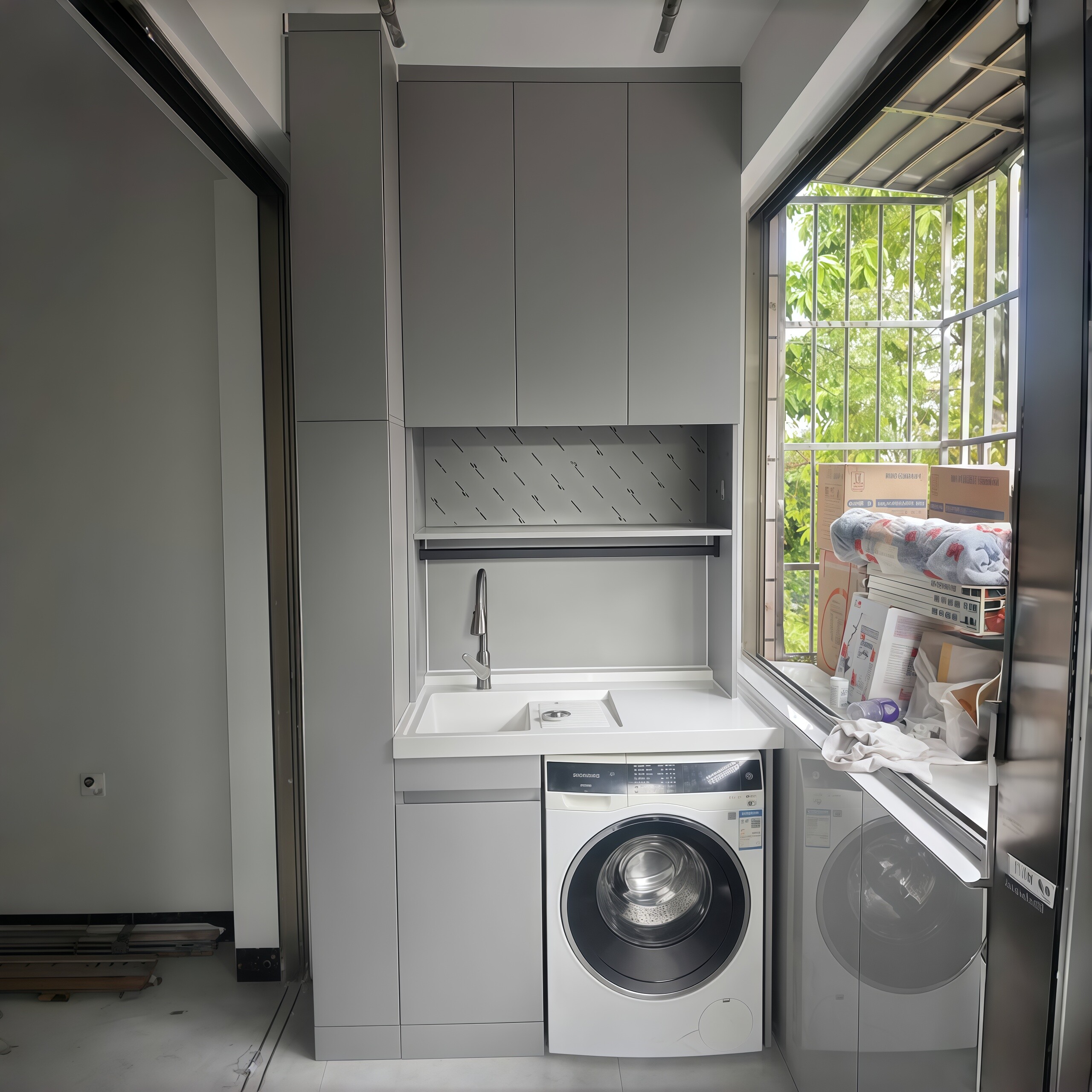 广州全铝阳台柜定制洗衣机一体柜定做阳台柜蜂窝铝洗烘叠放收纳柜,淘宝优惠券,粉丝福利购,淘宝优惠卷