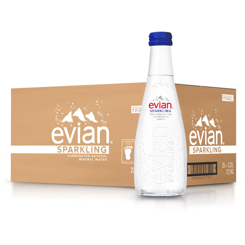 依云气泡水玻璃小瓶330ml/750ml装整箱拉罐evian高端矿泉水饮用水 - 图3